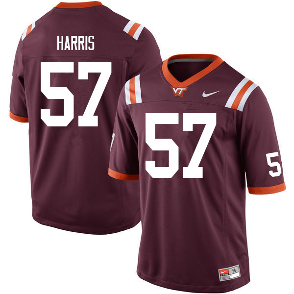 Men #57 John Harris Virginia Tech Hokies College Football Jerseys Sale-Maroon